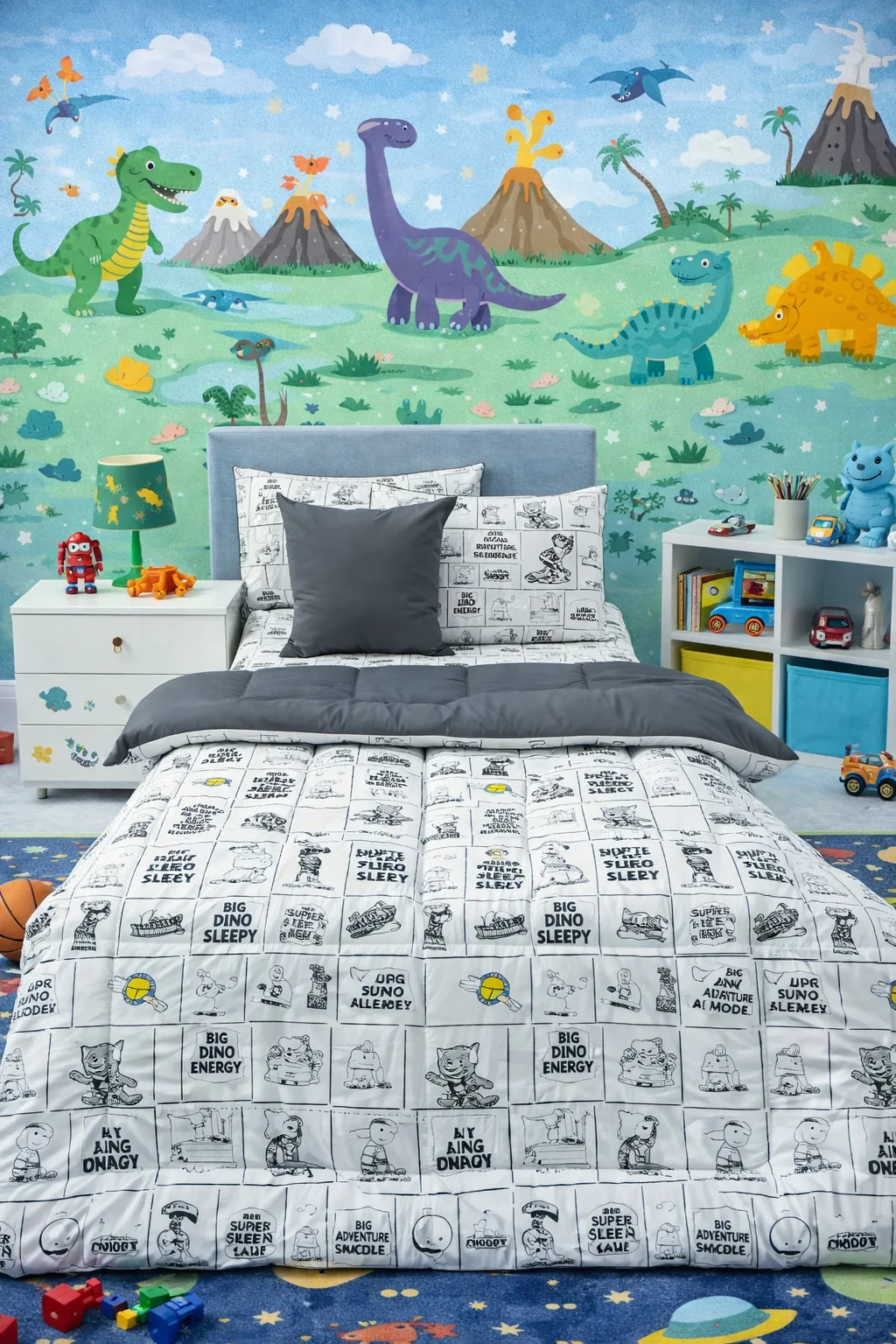 5 PCs Single Kids Razai Set-Big Dino