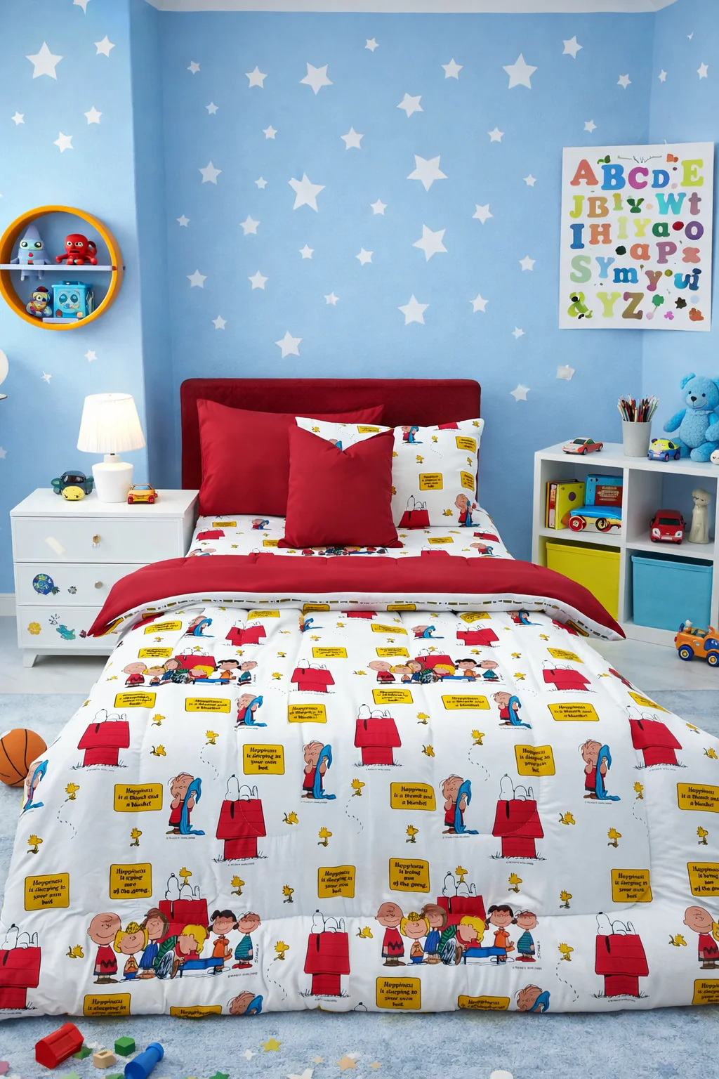5 PCs Single Kids Razai Set-Cartoons Party
