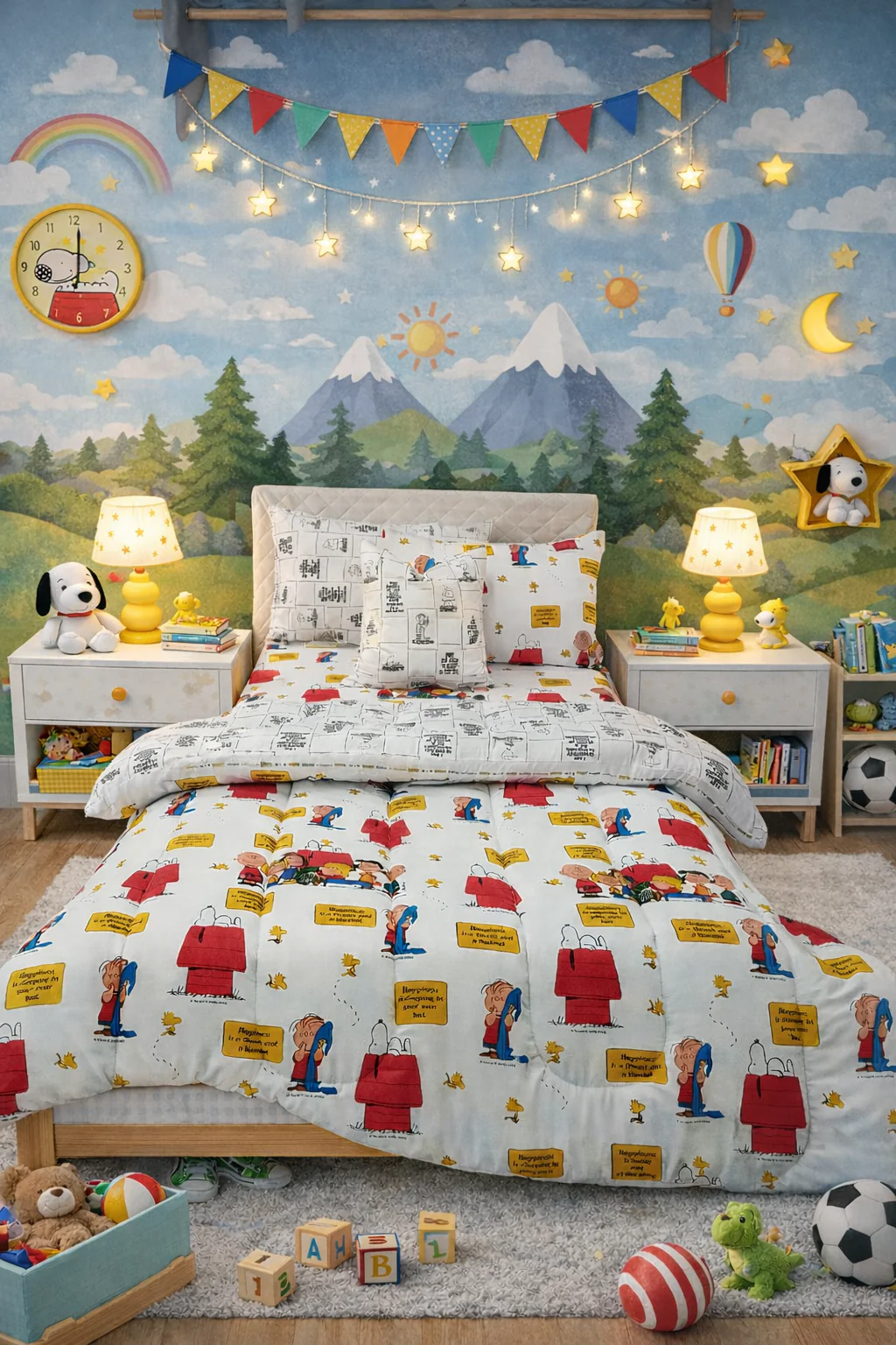 5 PCs Single Kids Razai Set-Peanuts Gang - Image 2