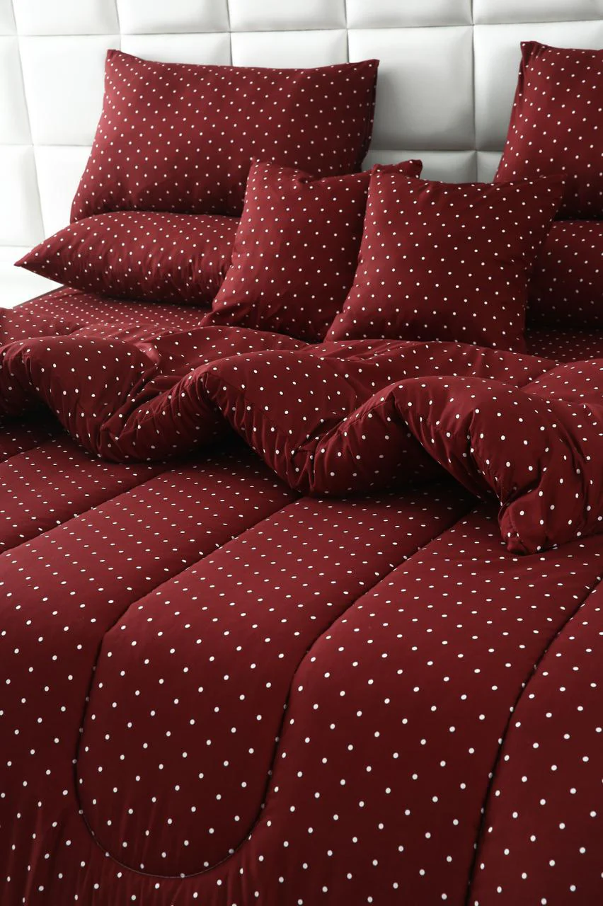 5 PCs Single Razai Set-Plum Polka - Image 2