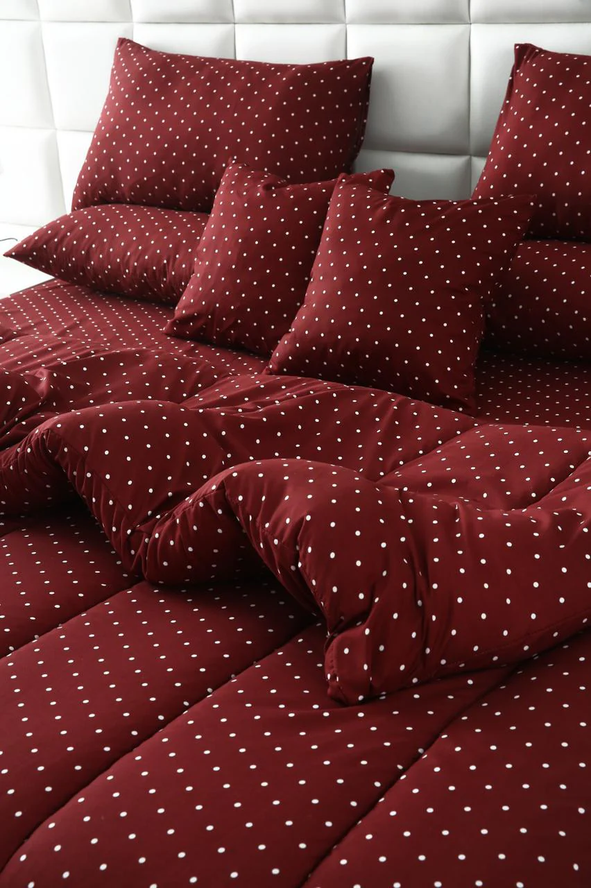 5 PCs Single Razai Set-Plum Polka - Image 5