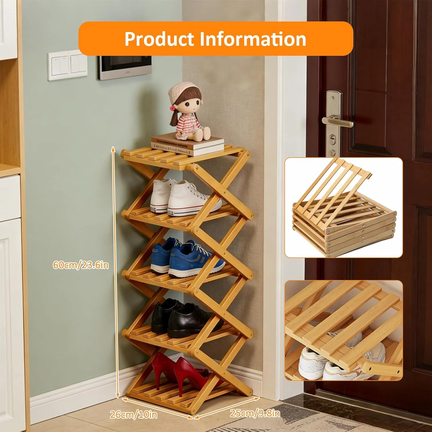5 Tier Bamboo Shoe Rack (SA2510-052) - Image 3