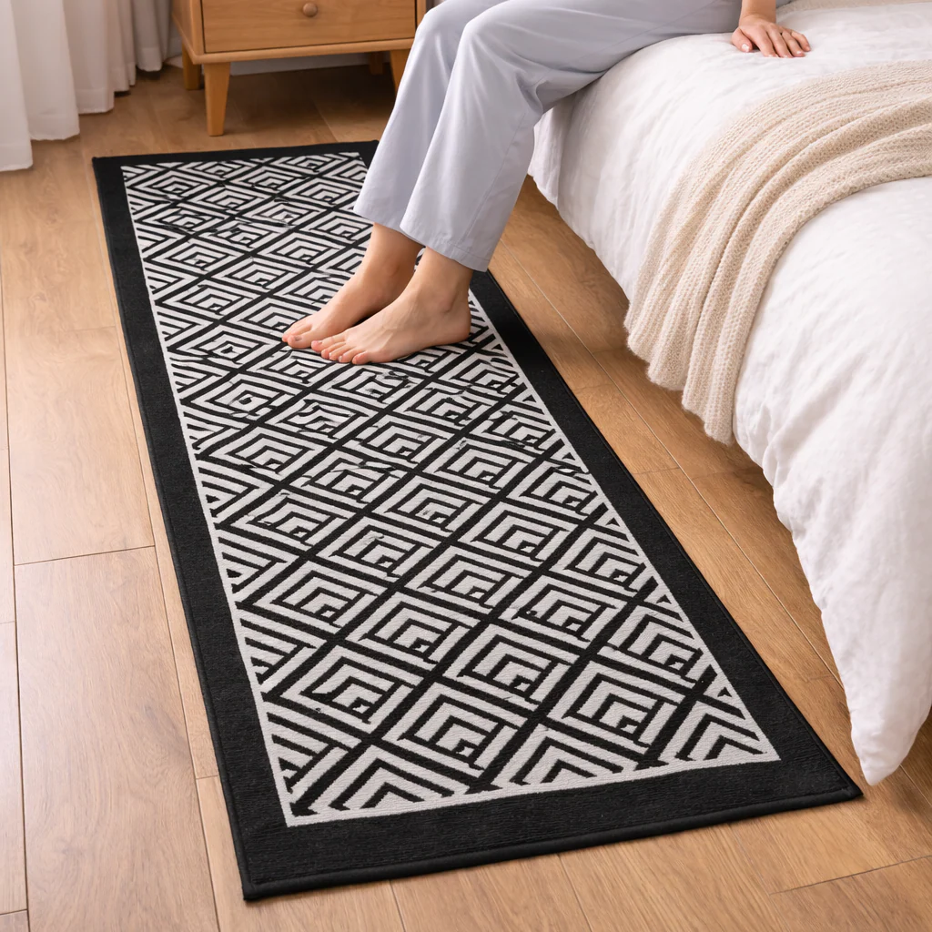 50*150 CM Non Slip Bedside Rug (SA2510-120)Black