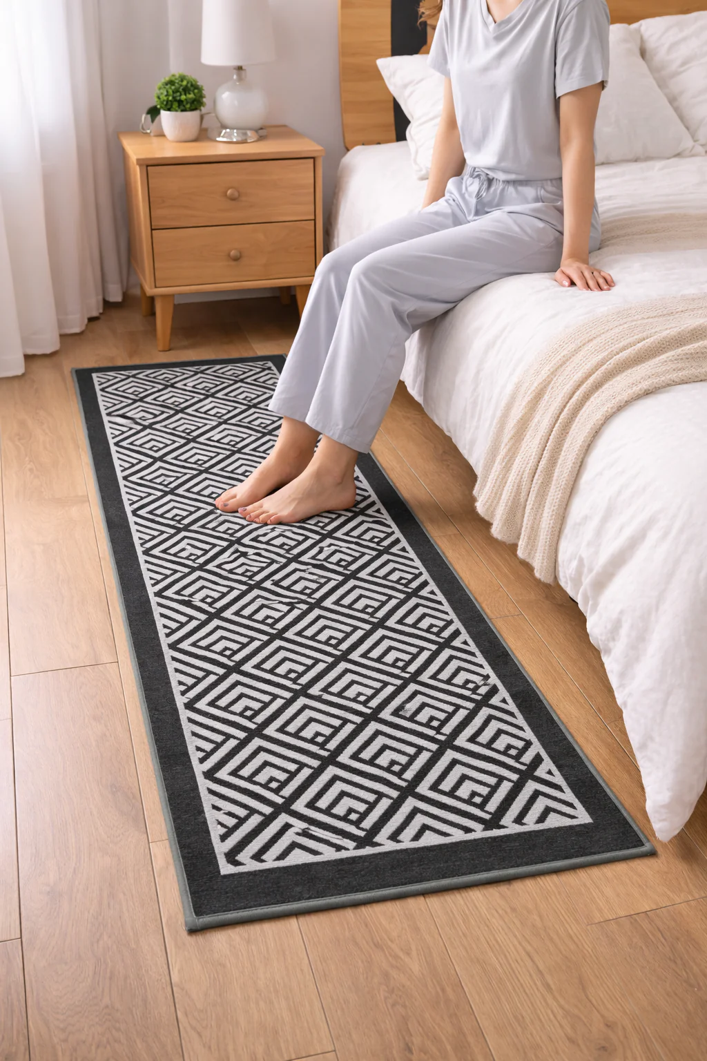 50*150 CM Non Slip Bedside Rug (SA2510-120)Grey