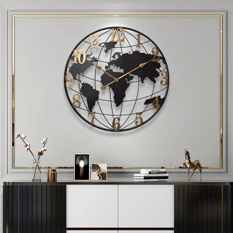 50CM Metal Universe Wall Clock-Black and Golden(SA2405-212)