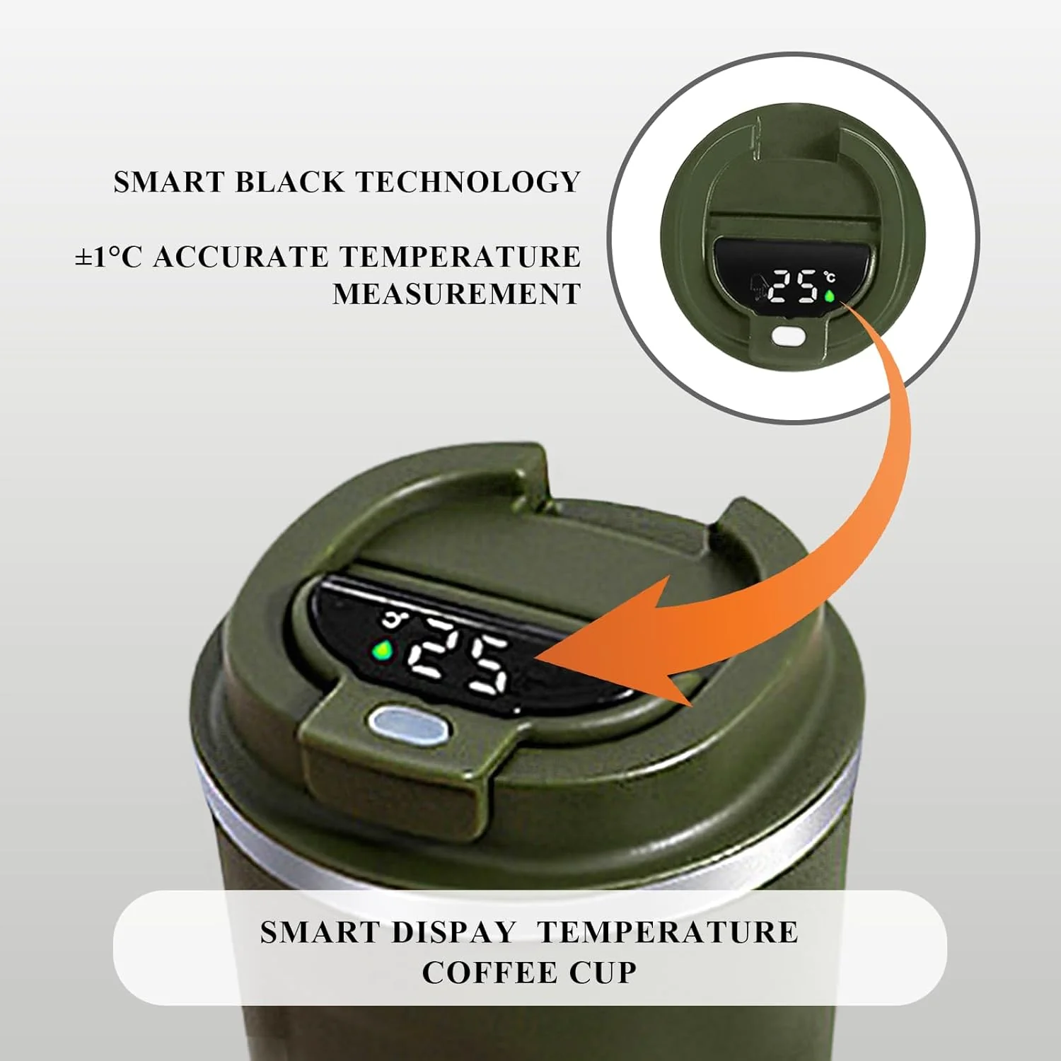 510ML Thermo Coffee Mug with Hermetic Temperature (SA2510-074)Olive - Image 4