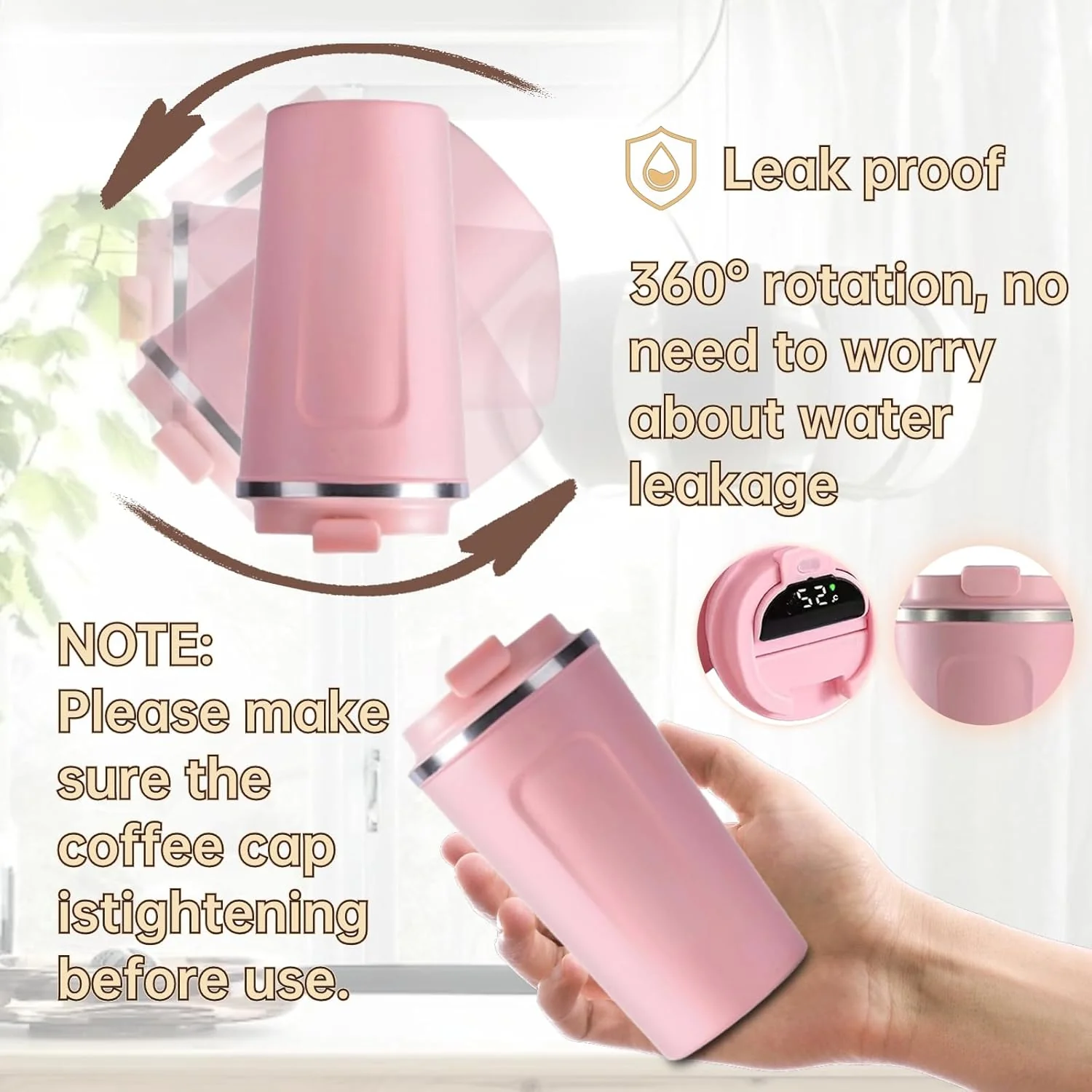 510ML Thermo Coffee Mug with Hermetic Temperature (SA2510-074)Pink - Image 5