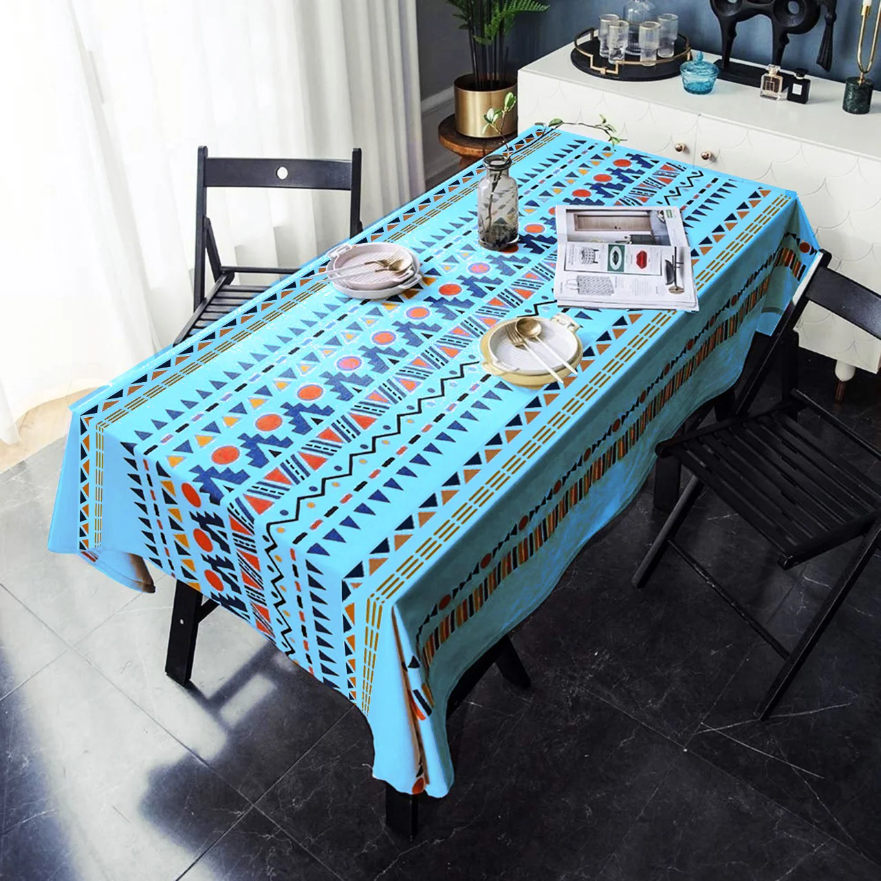 6 & 8 Seater Digital Printed Table Cover(3844)-TB22