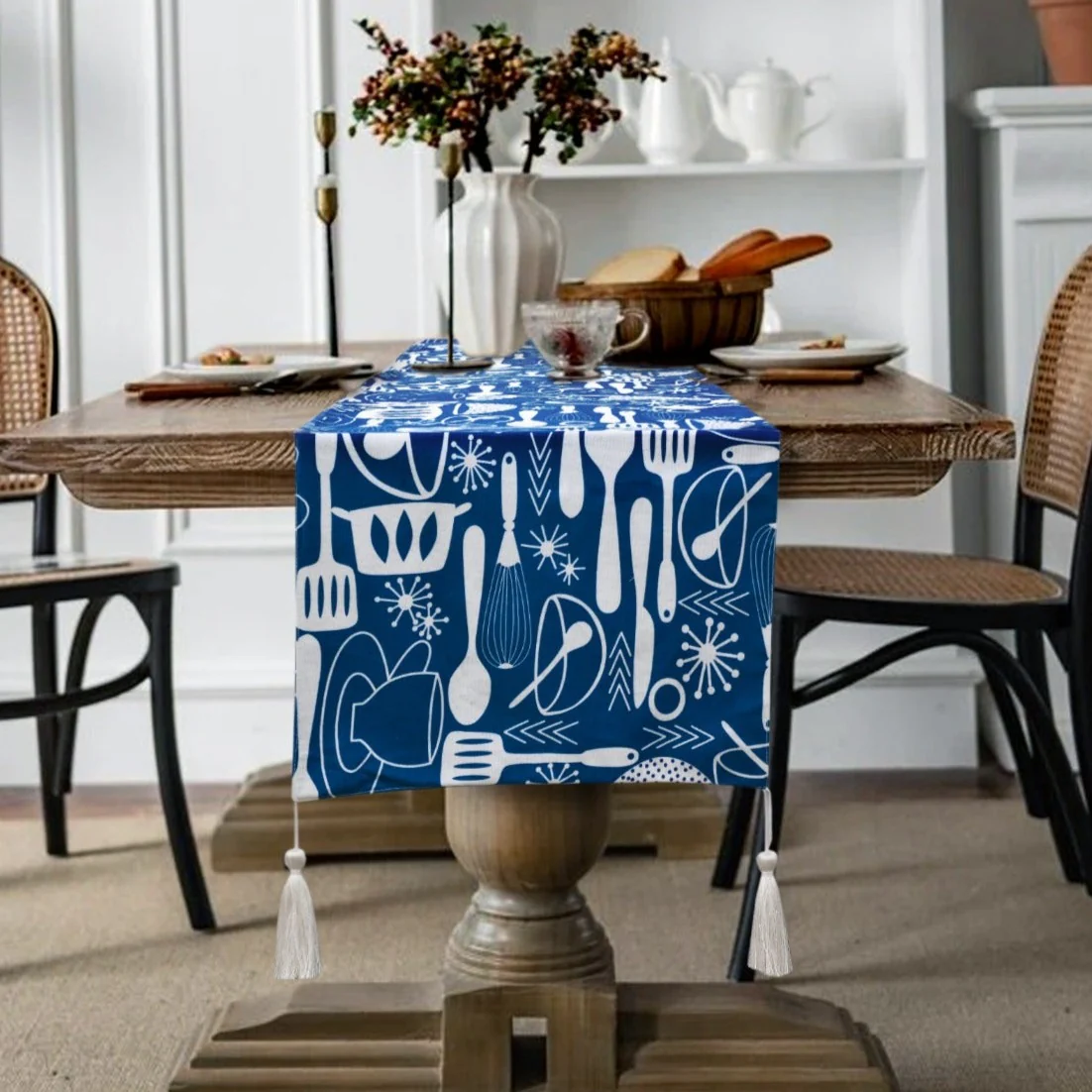 6 & 8 Seater Dining Table Runner-Blue Kitchen Tools