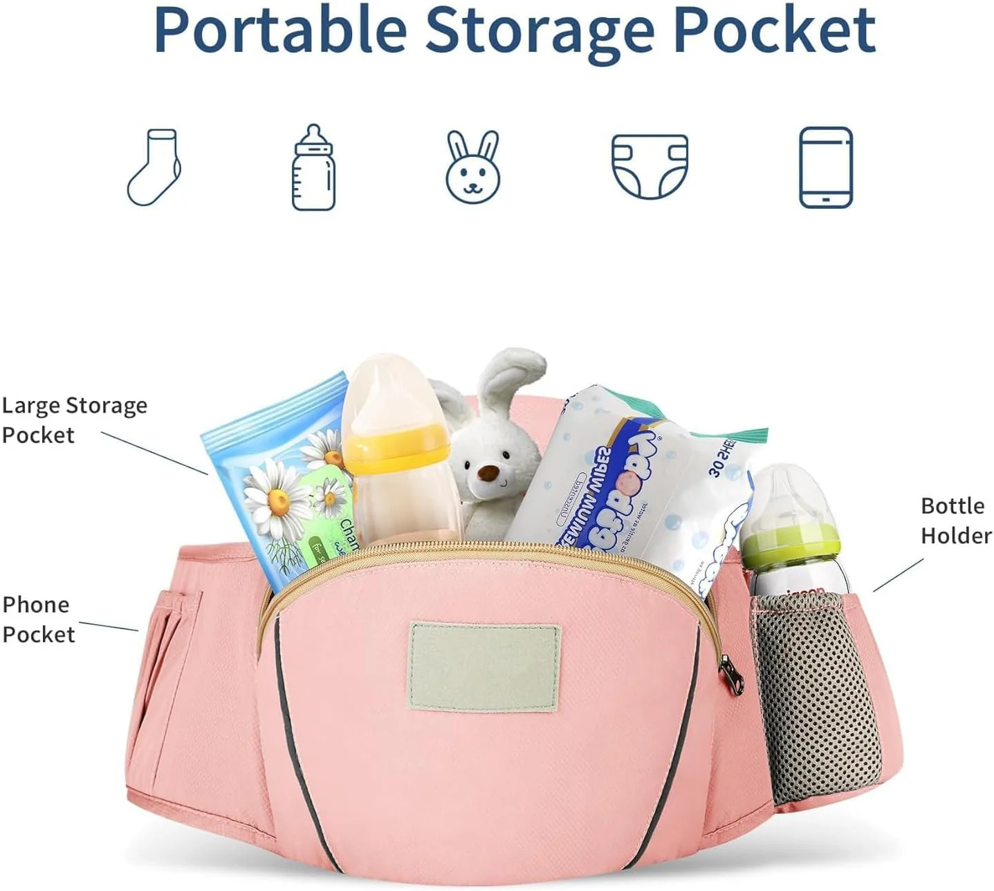 6-in-1 Baby Carrier Baby Strap with Waist Stool-SA2408-183(Grey) - Image 5