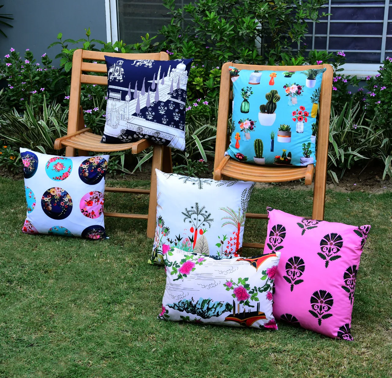 6 PCs Digital Printed Cotton Cushions-Taj Mahal - Image 8