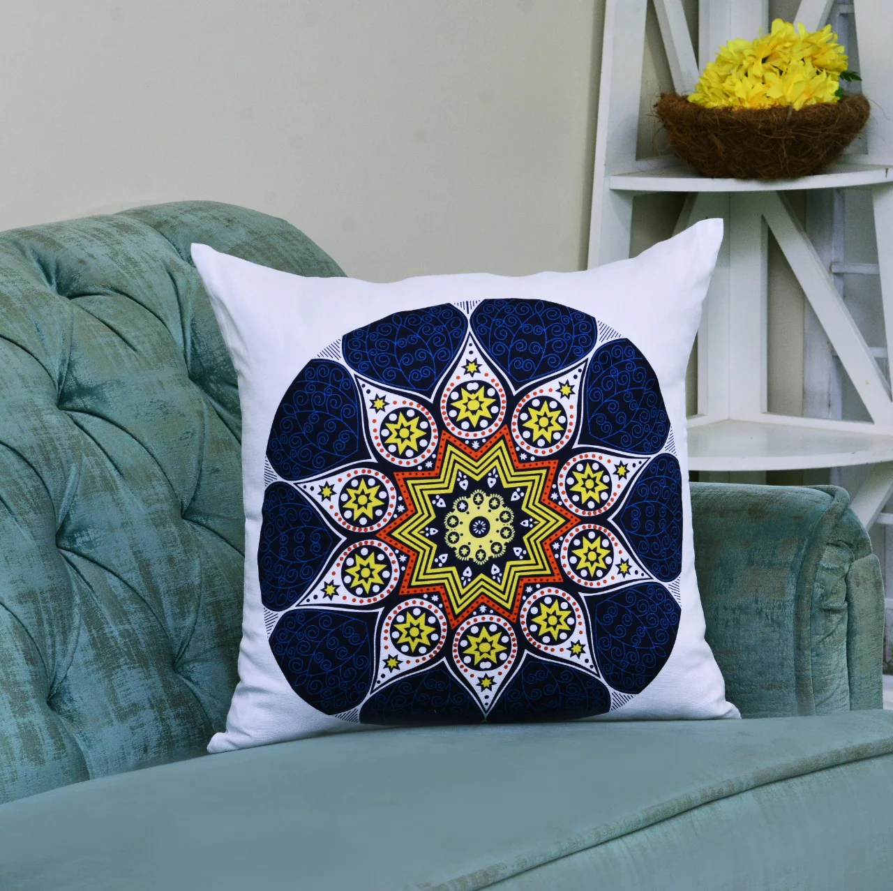 6 PCs Digital Printed Duck Cushions-Mexican Tiles - Image 3