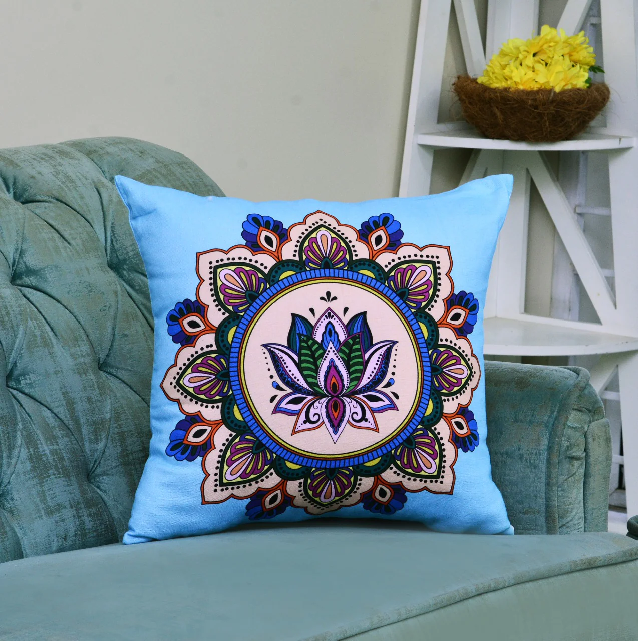 6 PCs Digital Printed Duck Cushions-Mexican Tiles - Image 8