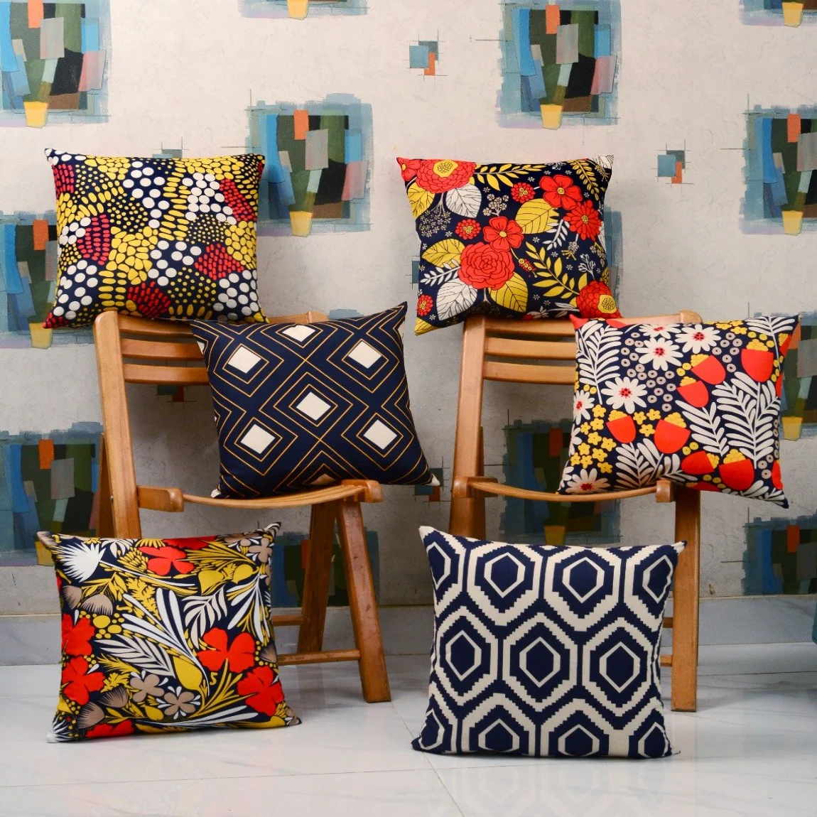 6 PCs Digital Printed Duck Cushions-Orange Slush - Image 9