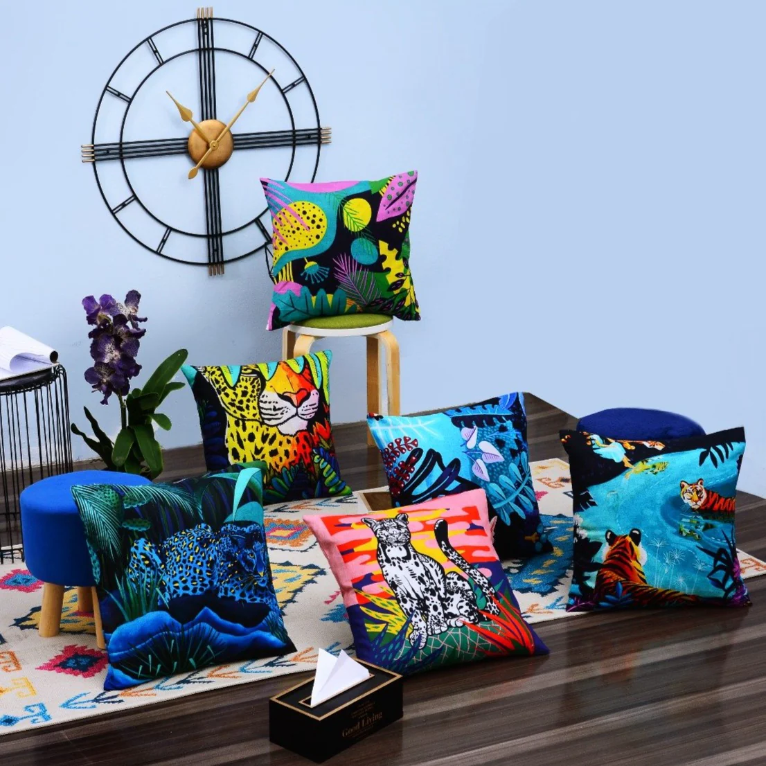 6 PCs Leopards Digital Printed Duck Cushions - Image 8