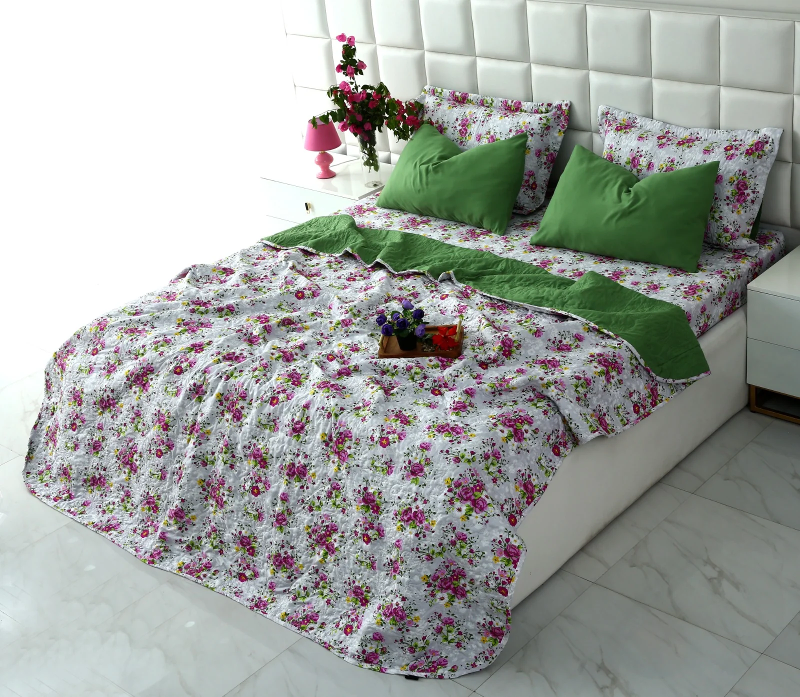 6 PCs Luxury Bed Spread Set-Sweet Pea - Image 8