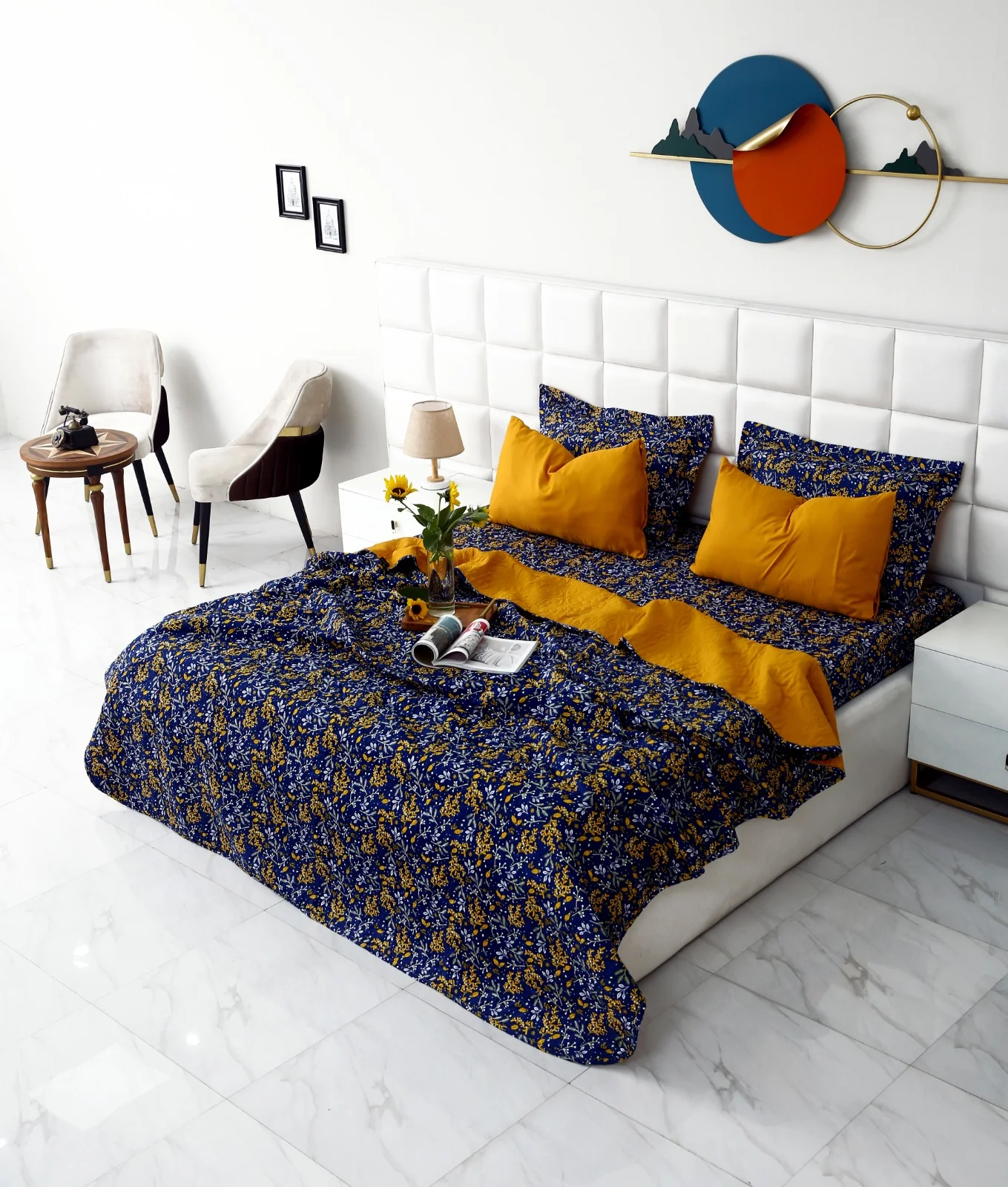 6 PCs Printed Bed Spread Set-Daffodil - Image 12