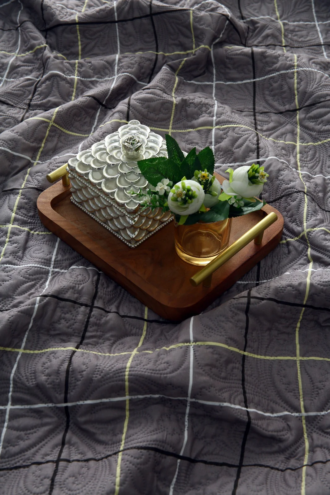6 PCs Printed Bed Spread Set-Multi Check - Image 10