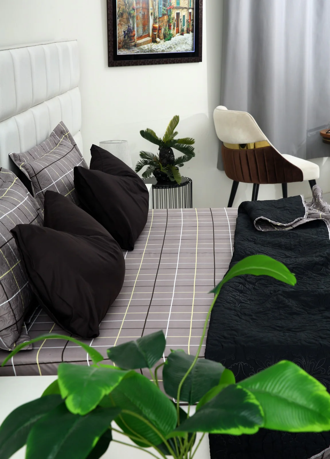 6 PCs Printed Bed Spread Set-Multi Check - Image 11