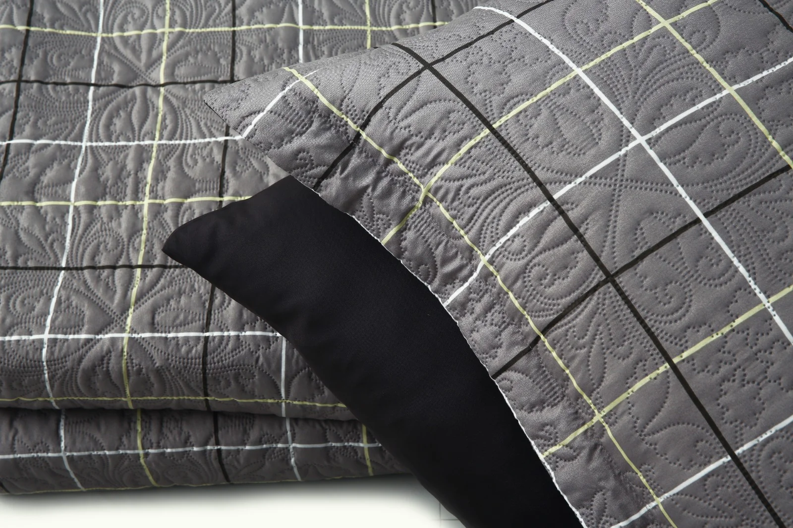 6 PCs Printed Bed Spread Set-Multi Check - Image 14