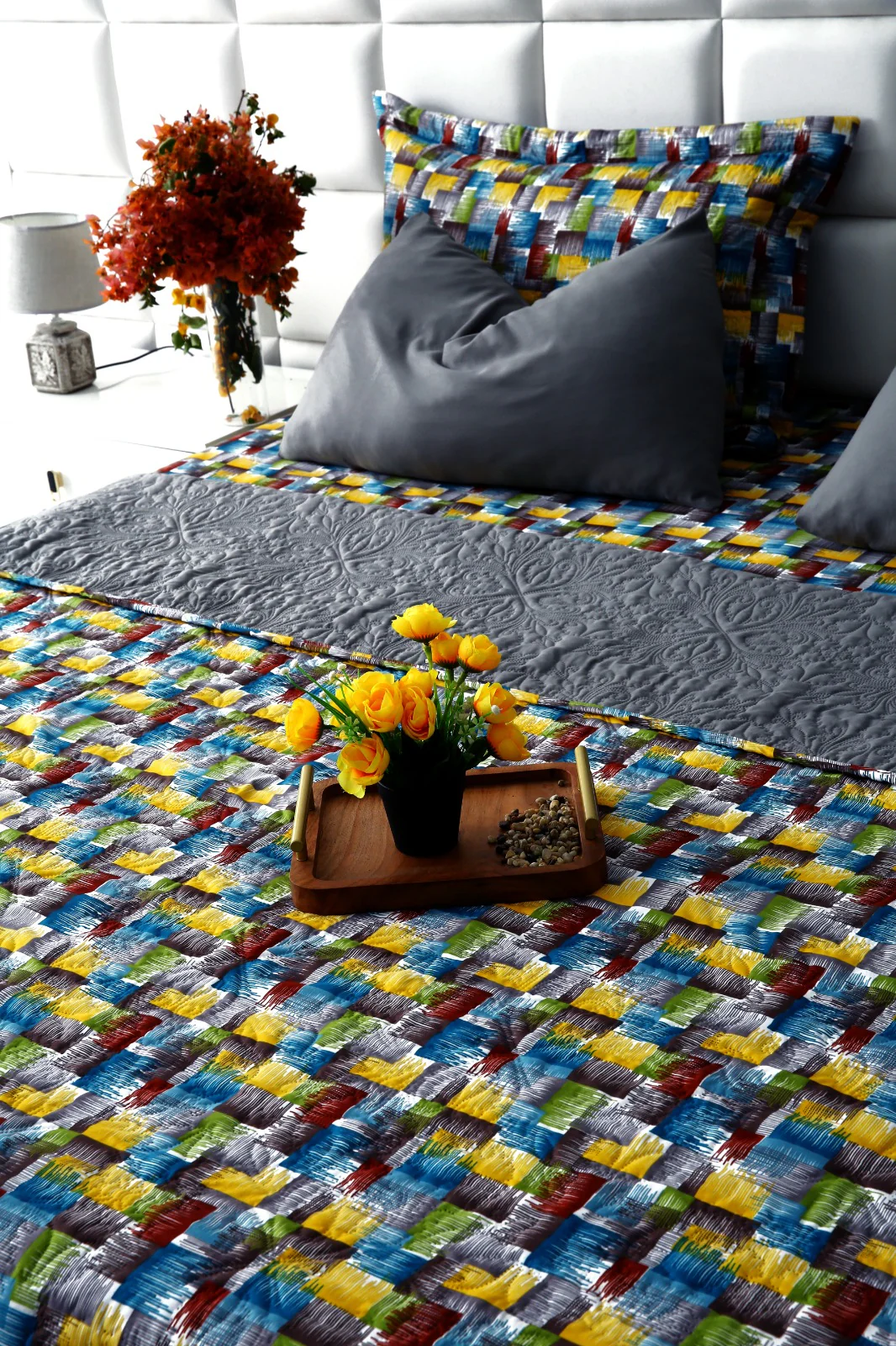 6 PCs Printed Bed Spread Set-Multi Ombre - Image 13