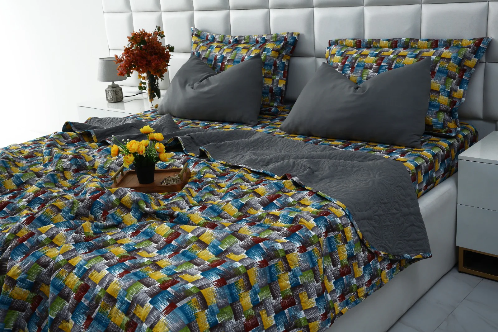 6 PCs Printed Bed Spread Set-Multi Ombre - Image 5