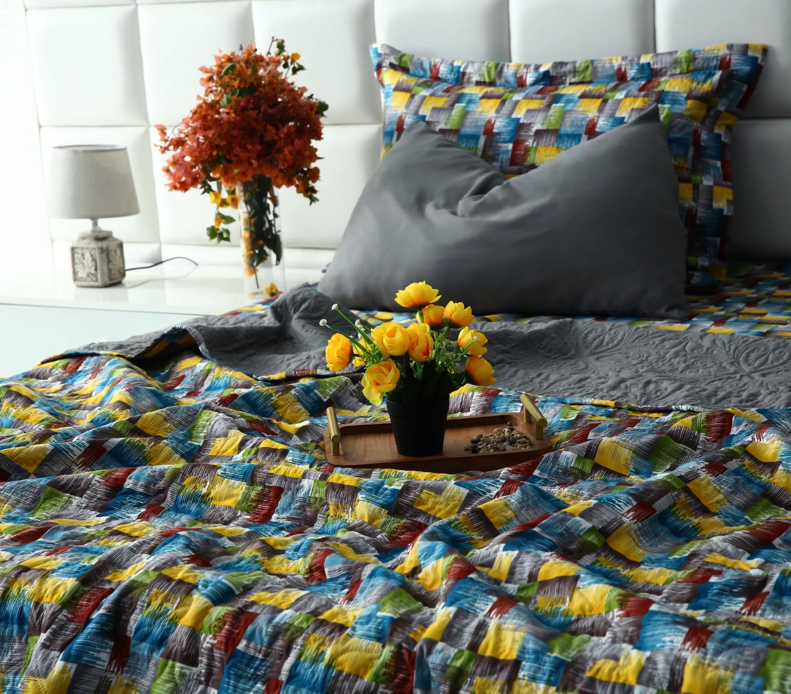 6 PCs Printed Bed Spread Set-Multi Ombre - Image 8