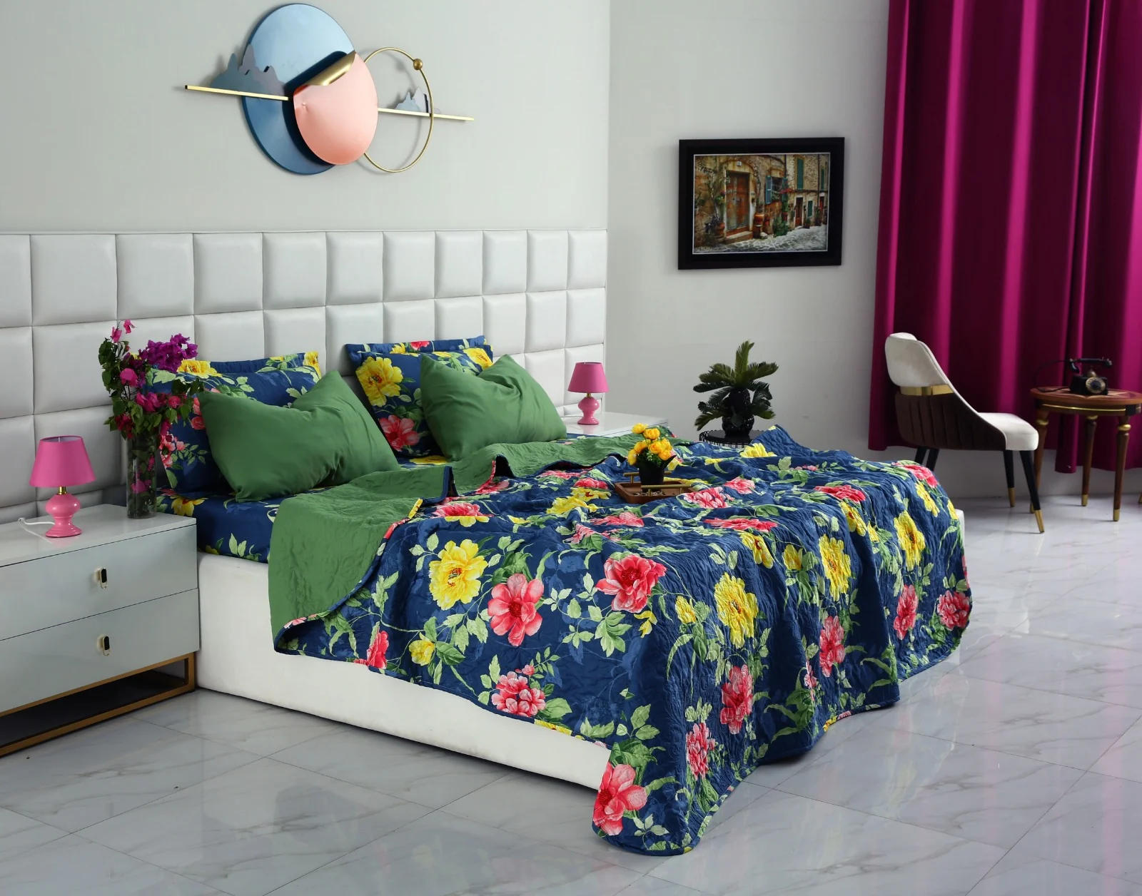 6 PCs Printed Bed Spread Set-Orchid - Image 5