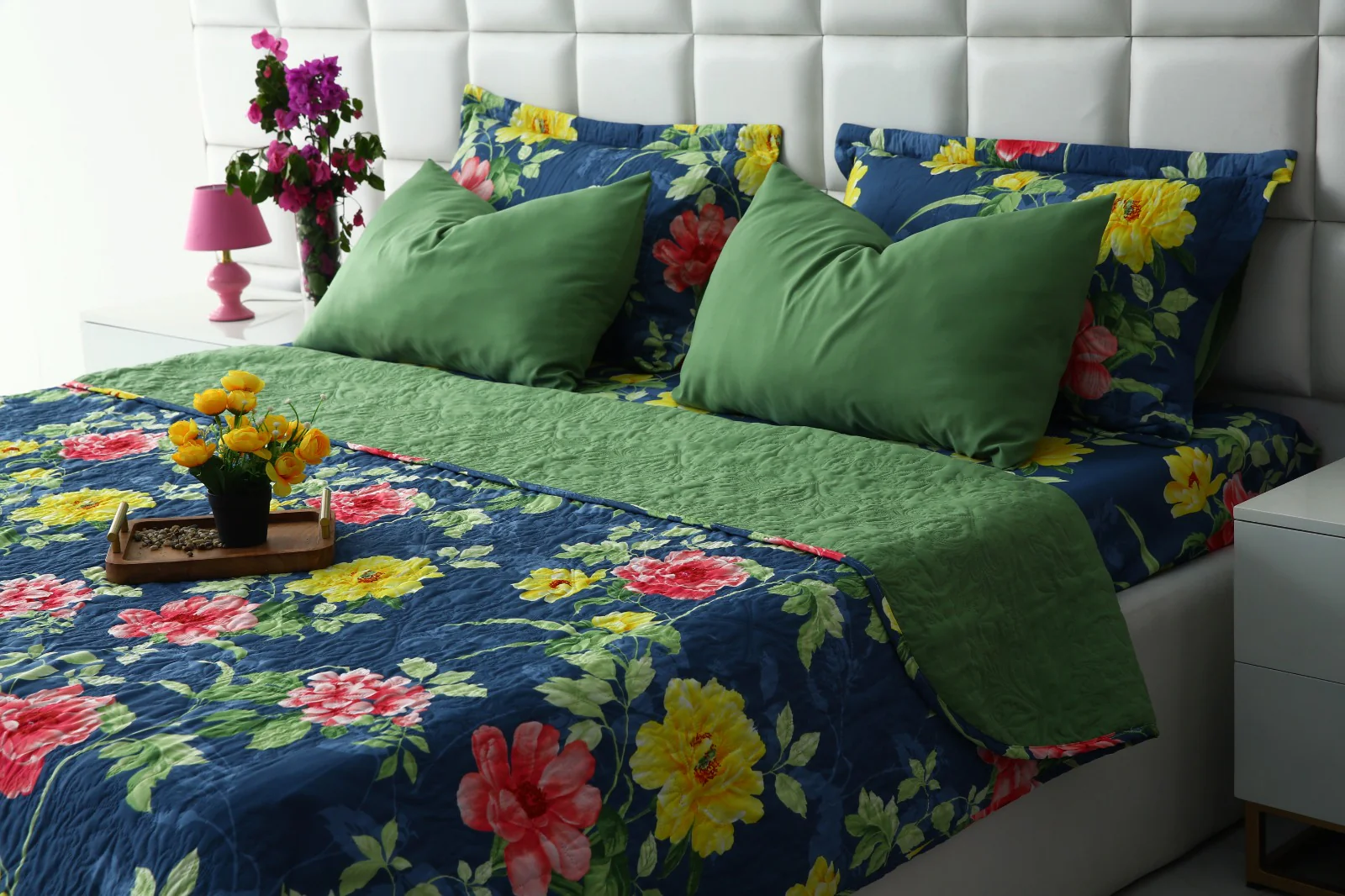6 PCs Printed Bed Spread Set-Orchid - Image 9