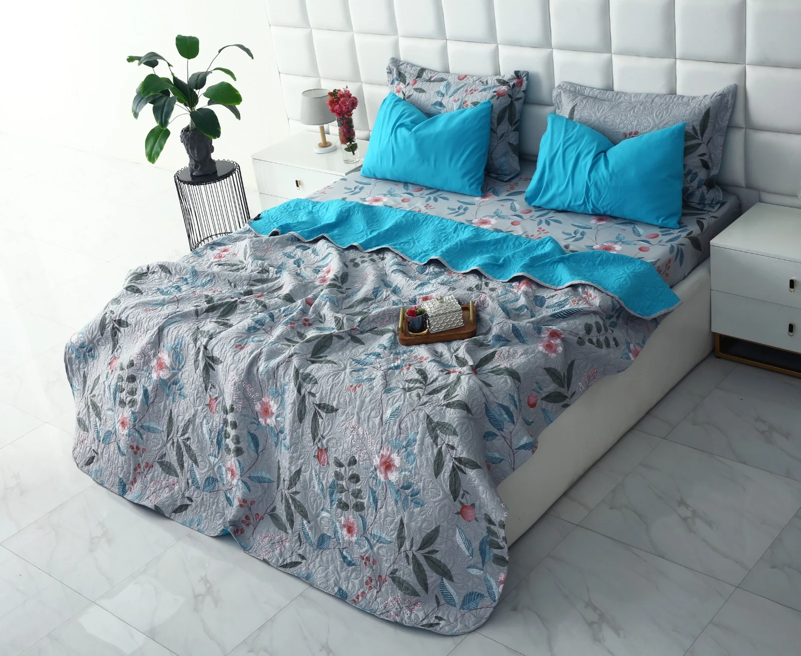 6 PCs Printed Bed Spread Set-Petunia - Image 2