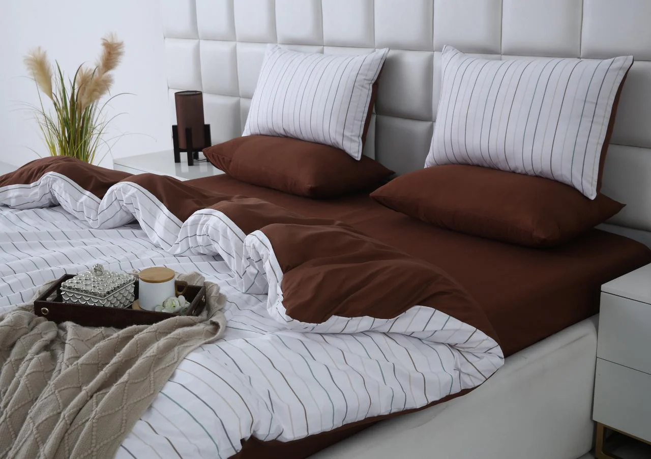 6 PCs Quilt Cover Set-Brown Stripes - Image 11