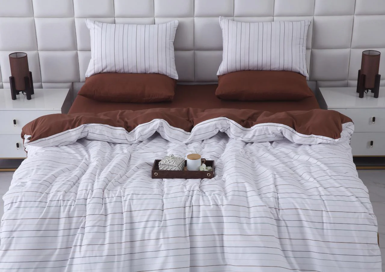 6 PCs Quilt Cover Set-Brown Stripes - Image 12