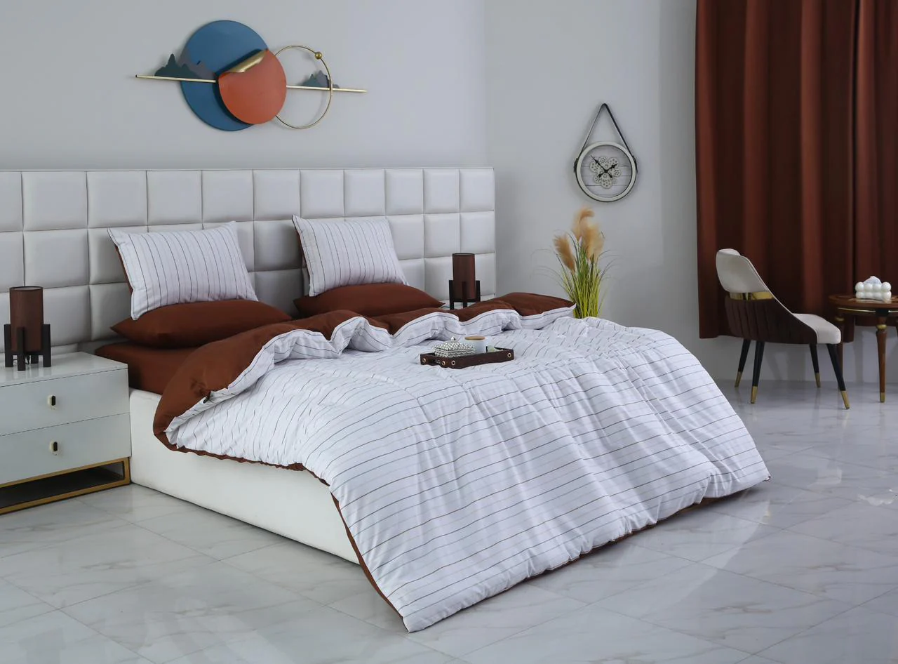 6 PCs Quilt Cover Set-Brown Stripes - Image 16