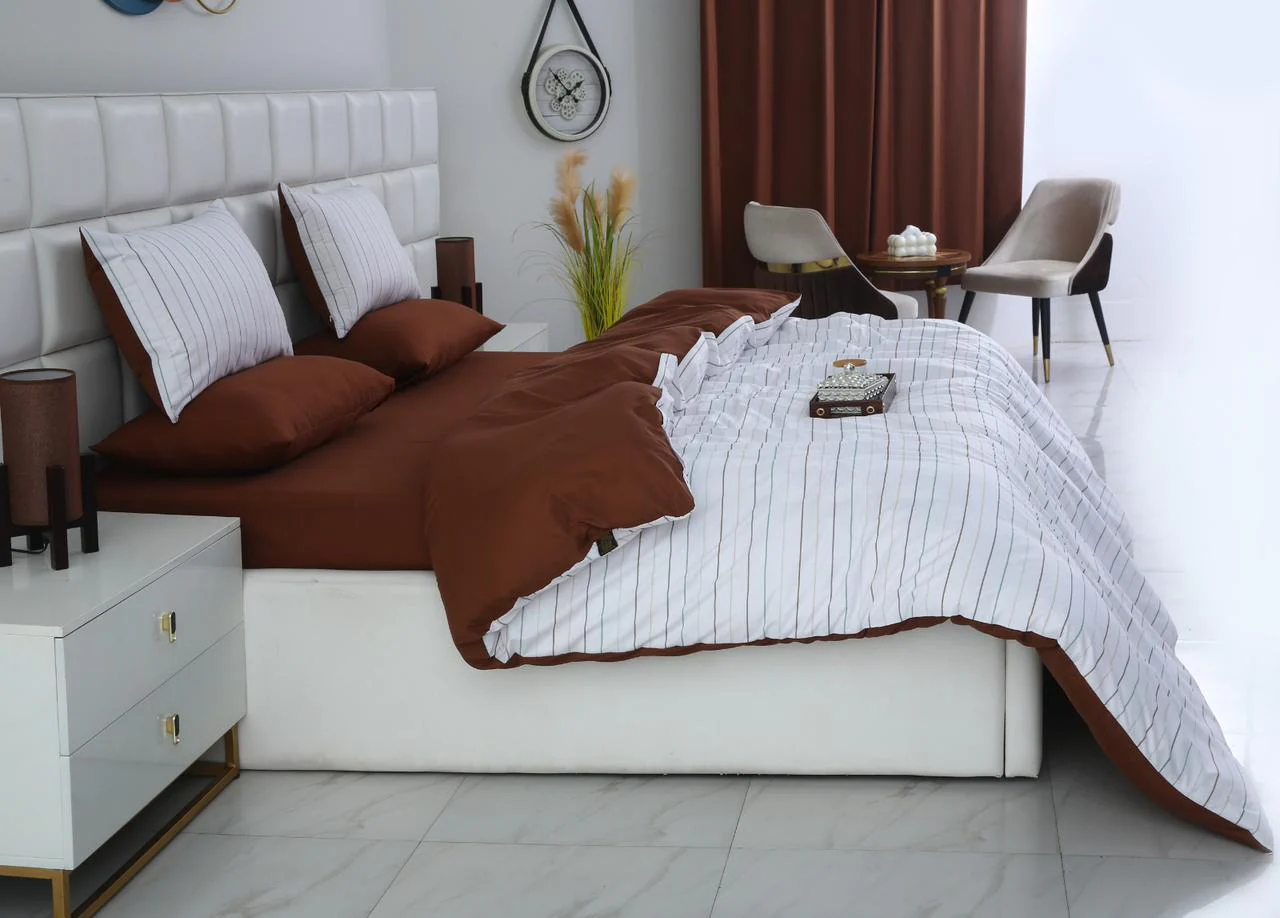 6 PCs Quilt Cover Set-Brown Stripes - Image 17
