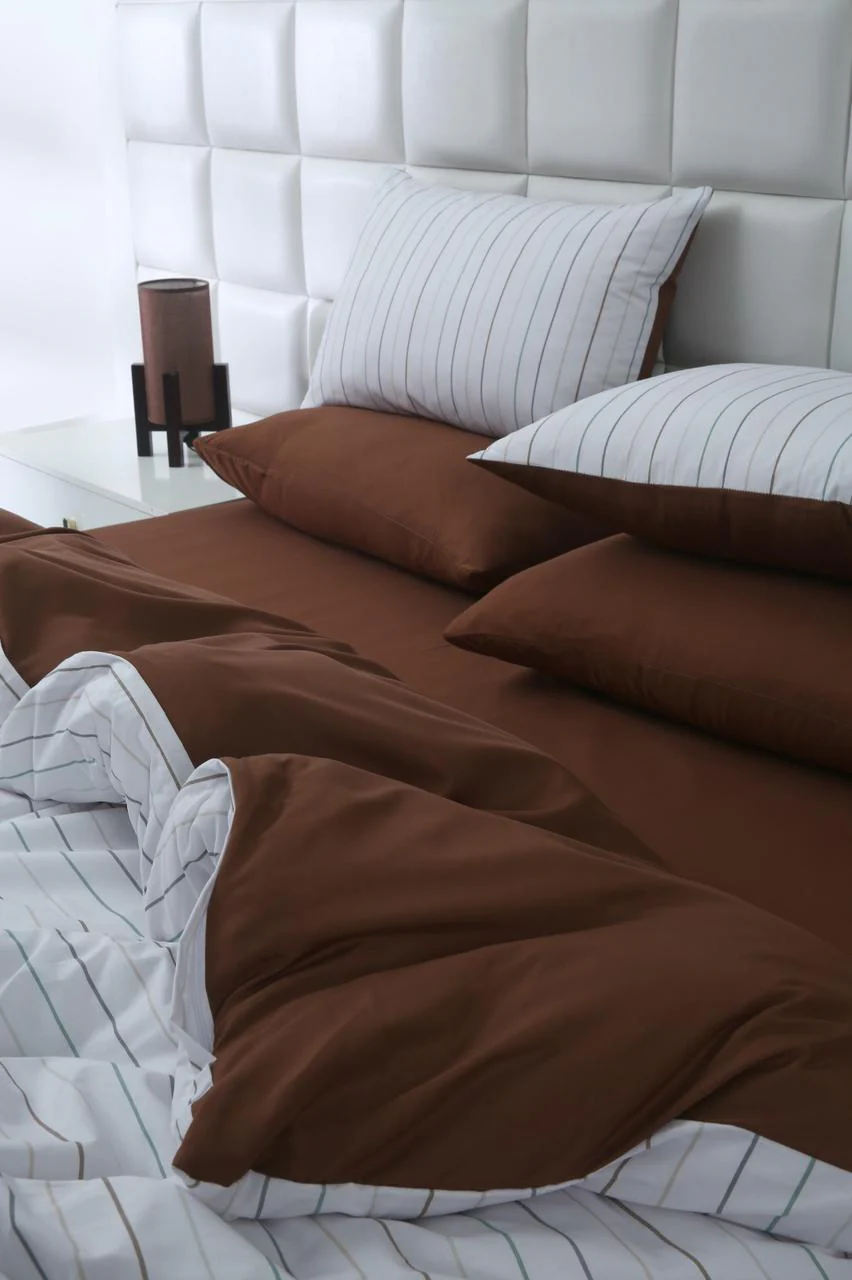 6 PCs Quilt Cover Set-Brown Stripes - Image 2