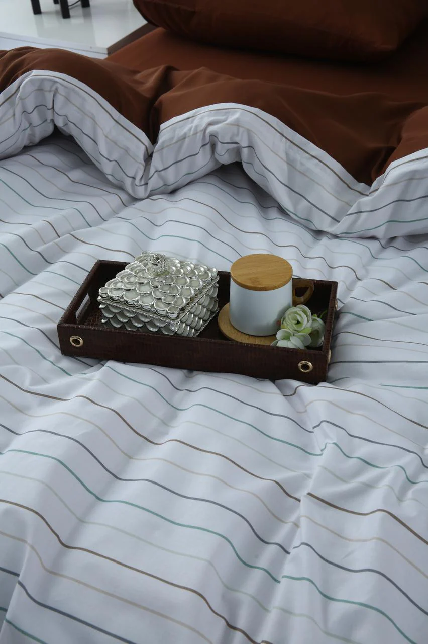 6 PCs Quilt Cover Set-Brown Stripes - Image 3