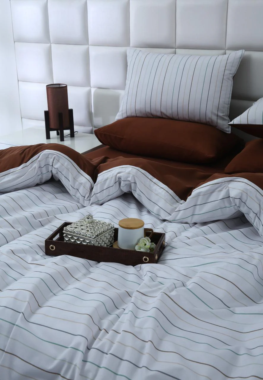 6 PCs Quilt Cover Set-Brown Stripes - Image 9