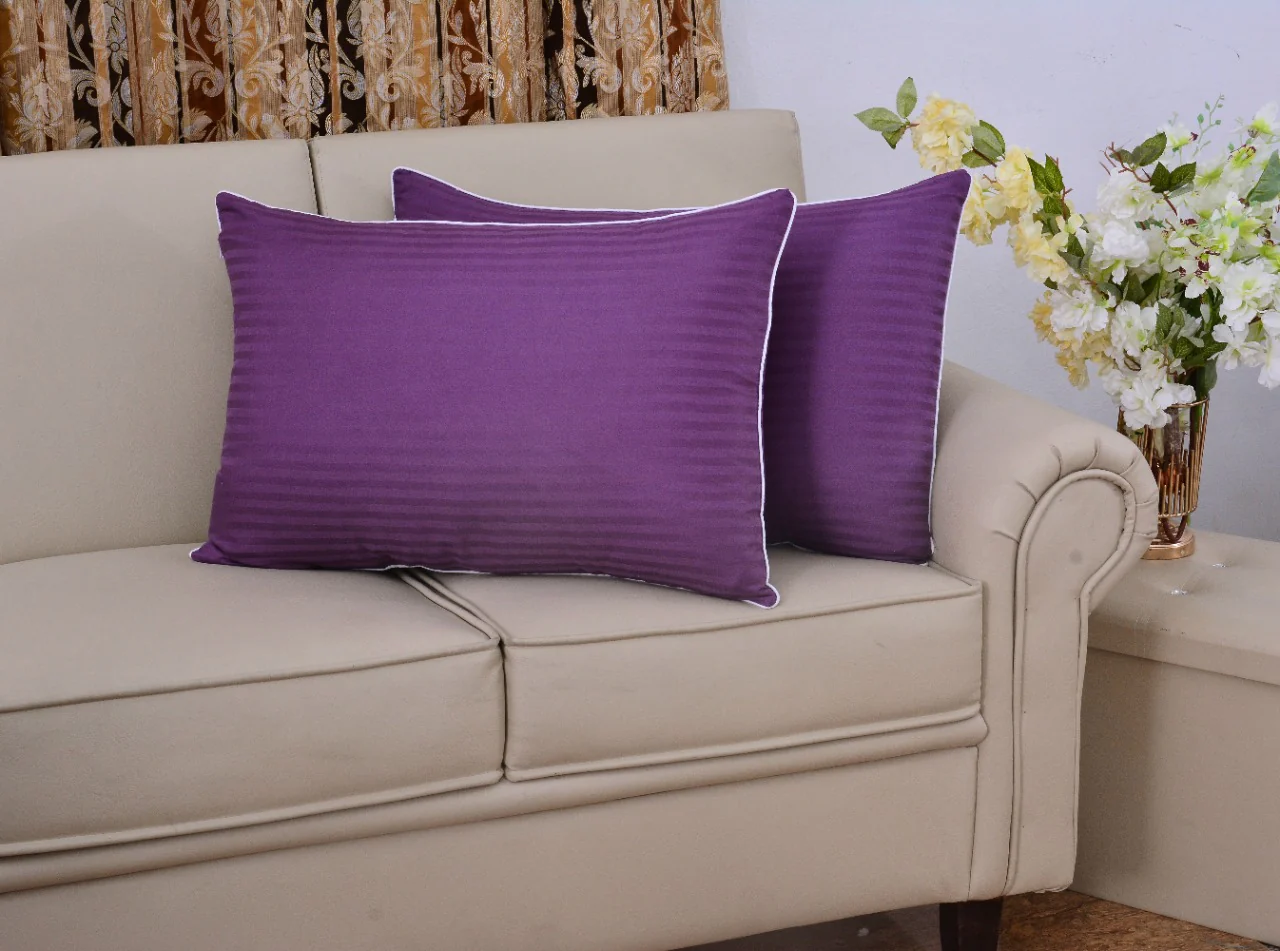 6 PCs Satin Pillows *2 Bed Cushion *2 & Floor Cushion *2 Set-D/Purple - Image 4