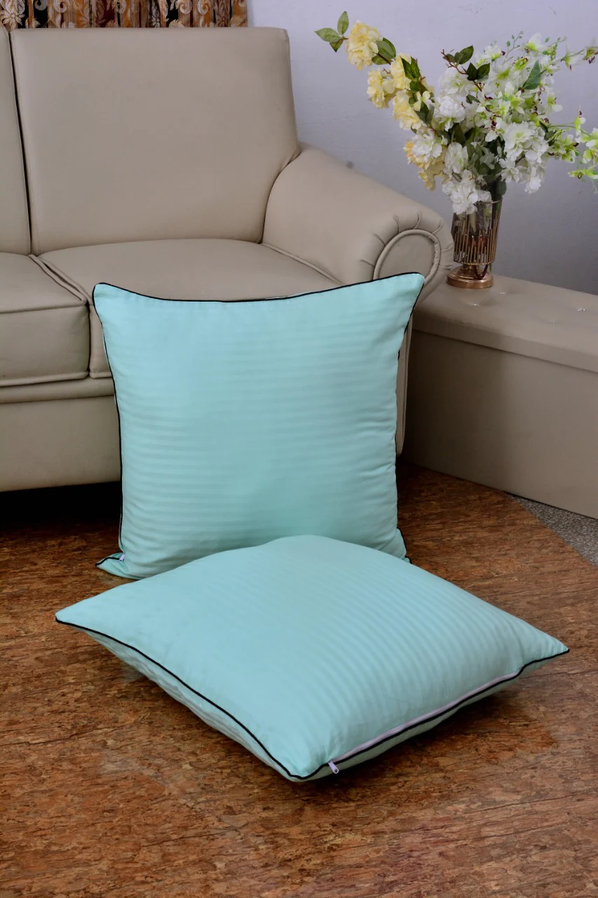 6 PCs Satin Pillows*2 Bed Cushion *2 & Floor Cushion *2 Set-Sea Green - Image 6