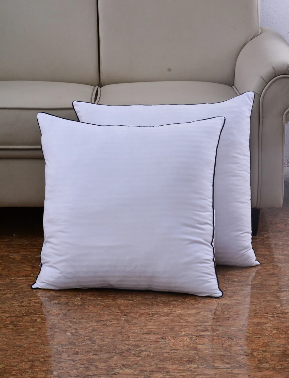 6 PCs Satin Pillows *2 Bed Cushion *2 & Floor Cushion *2 Set-White - Image 6