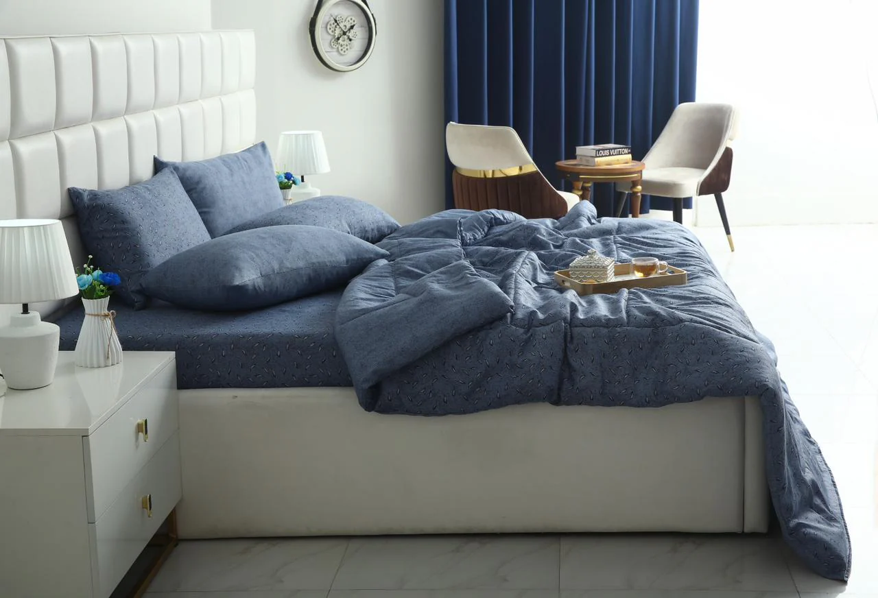 6 PCs Summer Comforter Set-Blue Feathers - Image 7