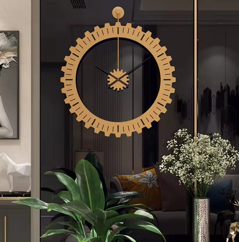 60CM Metal Gear Style Wall Clock-Golden(SA2405-215) - Image 2