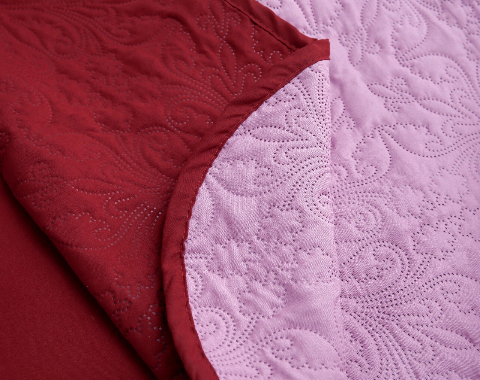 7 PCs Ultrasonic Bed Spread Set-Red over Lilac - Image 10