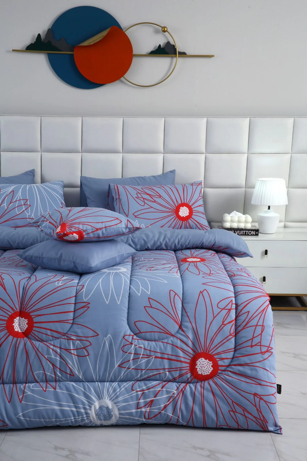 8 PCs Winter Razai Set-Wine Rose - Image 11
