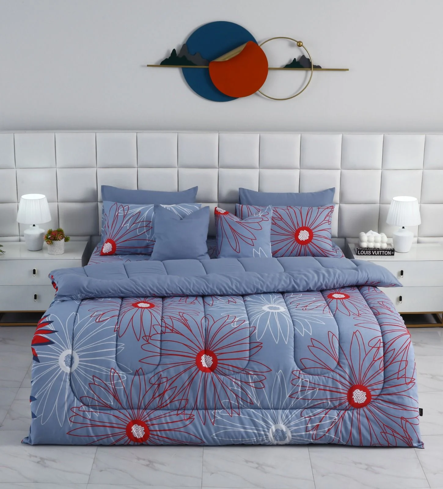 8 PCs Winter Razai Set-Wine Rose - Image 13