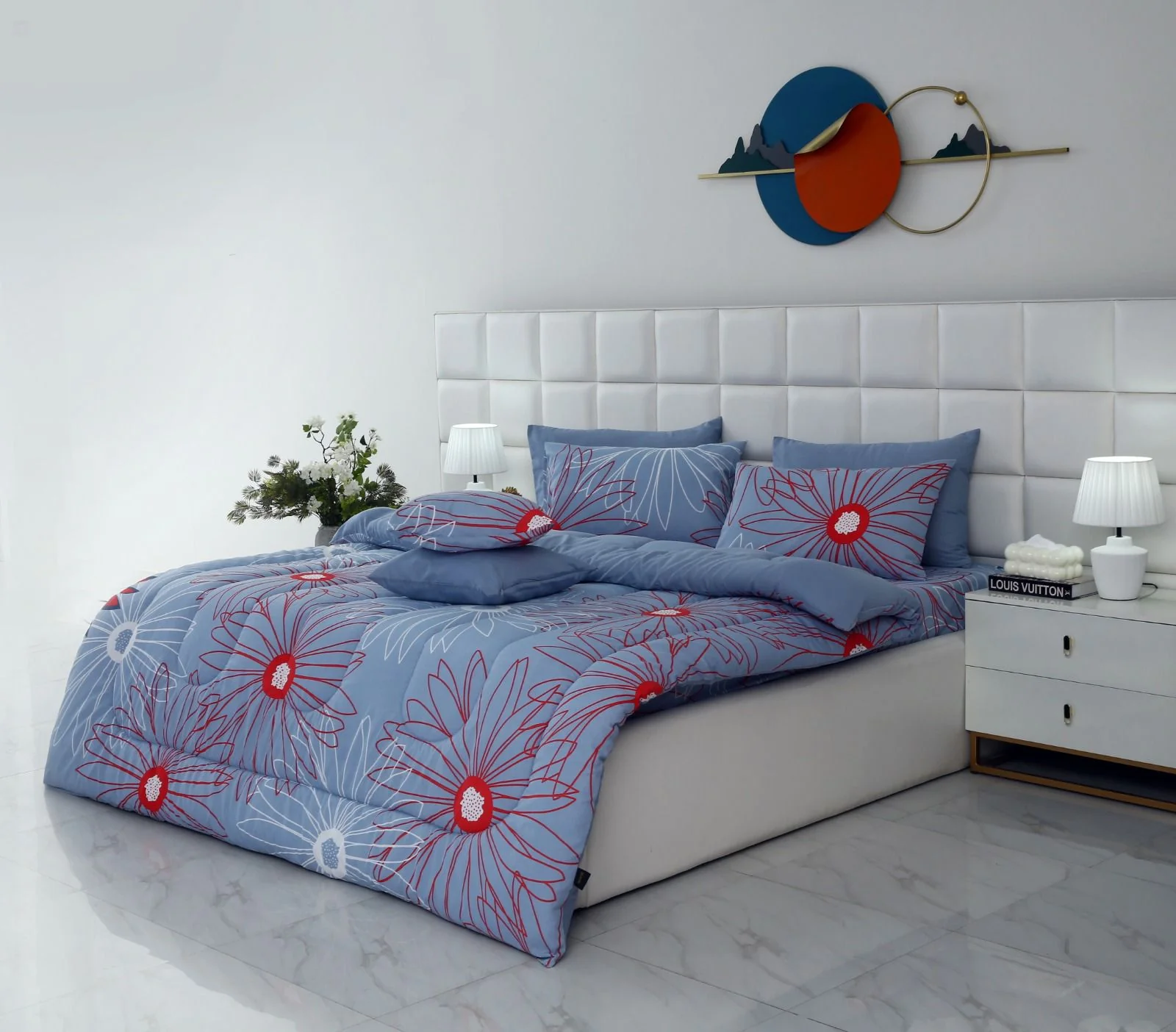 8 PCs Winter Razai Set-Wine Rose - Image 14