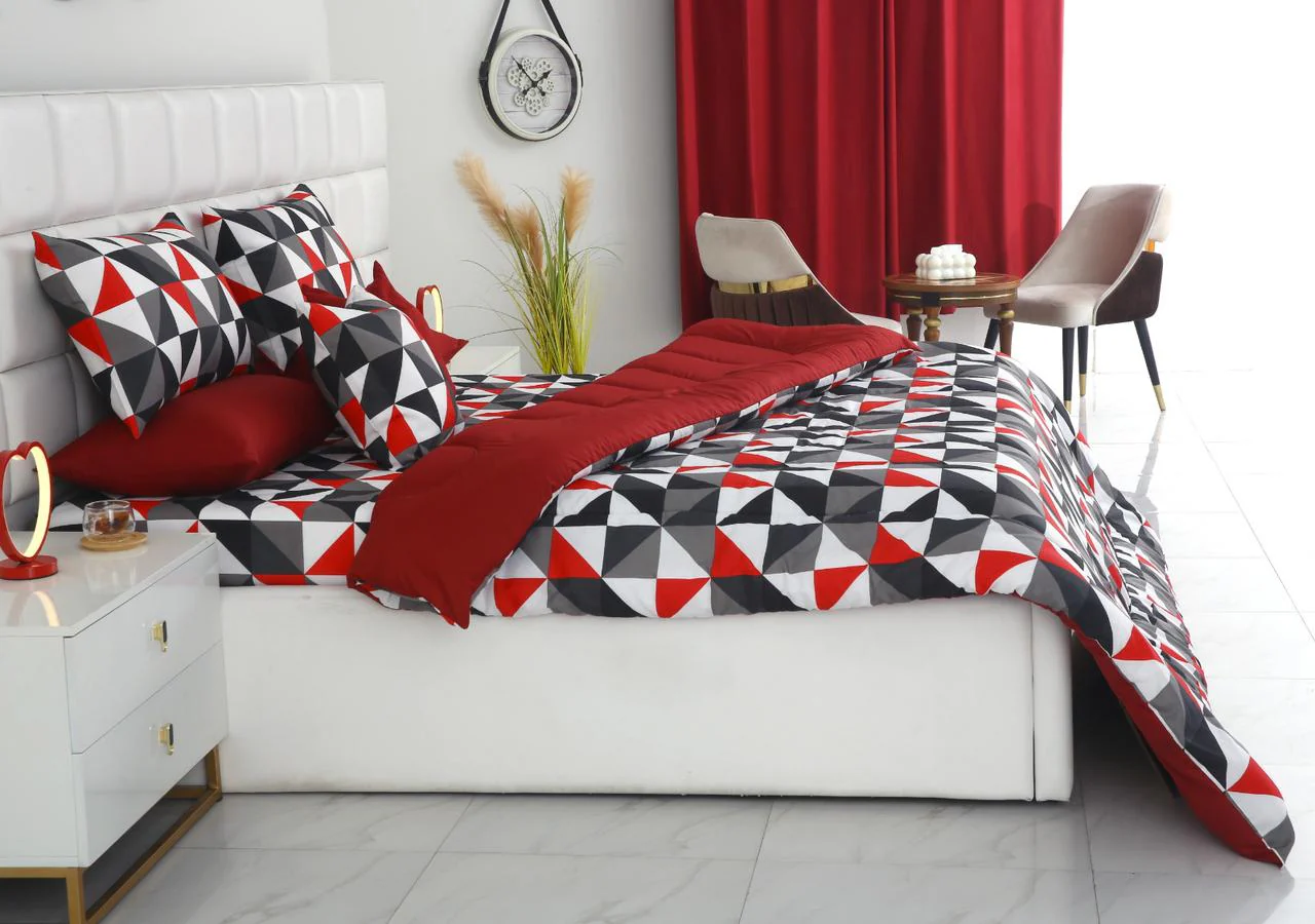 8 PCs Winter Razai Set-Abstract Geometric - Image 3