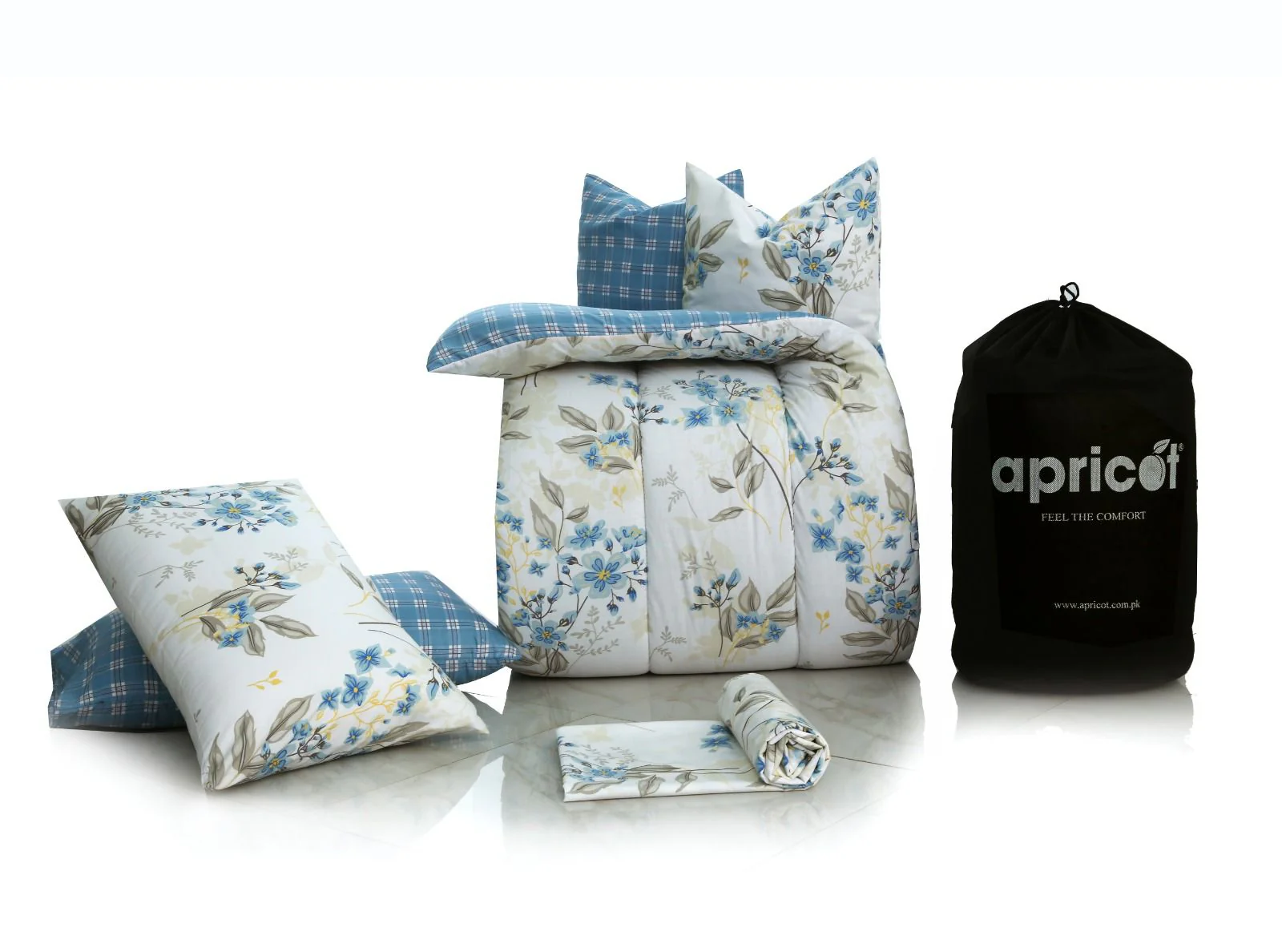 8 PCs Winter Razai Set-Blue Poppy - Image 10