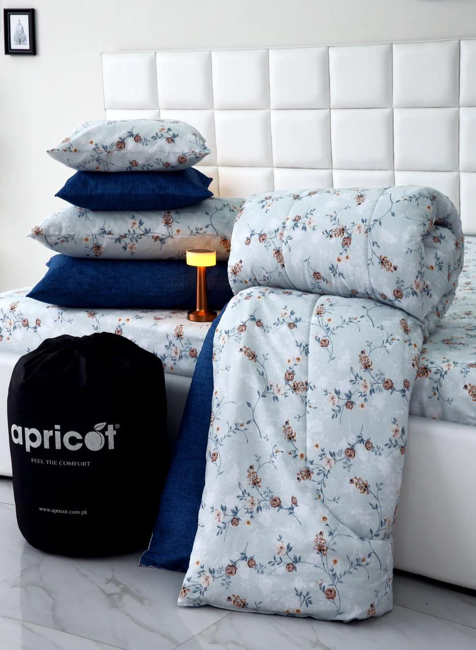 8 PCs Winter Comforter Set-Bluebells - Image 7