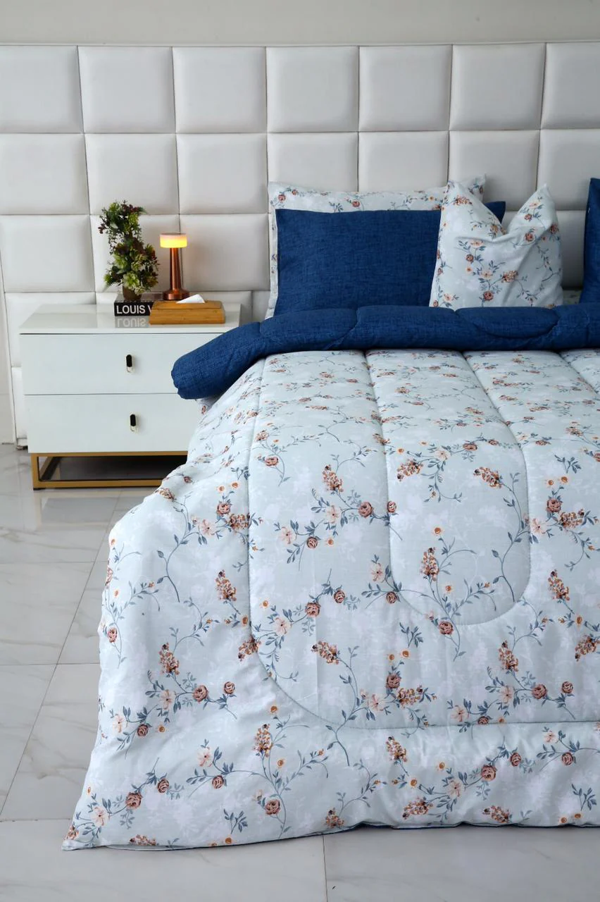 8 PCs Winter Comforter Set-Bluebells - Image 8